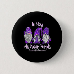 Mogen we Paarse voor fibromyalgie bewustzijn GNOM  Ronde Button 5,7 Cm