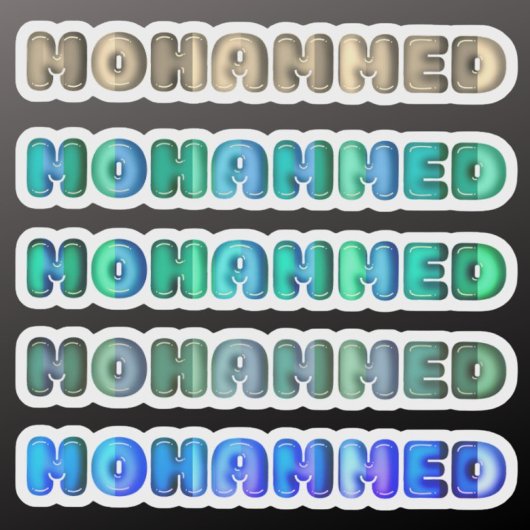 Mohammed baby jongensnaam kawaii 3d optic kinder sticker