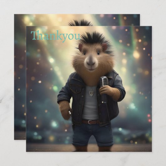 "Mohawk Capybara: Rockin' the River!" Bedankkaart (Voorkant / Achterkant)