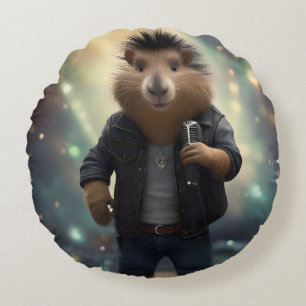 "Mohawk Capybara: Rockt de Rivier!" Rond Kussen