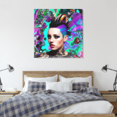 Mohawk Punk Meisje Abstracte Kunst Canvas Afdruk (Insitu (Slaapkamer))