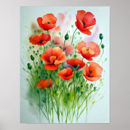 Mohnblumenwiese, Aquarell -  Poster