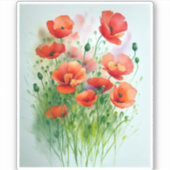 Mohnblumenwiese, Aquarell -  Sticker (Voorkant)