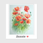 Mohnblumenwiese, Aquarell -  Sticker (Vel)