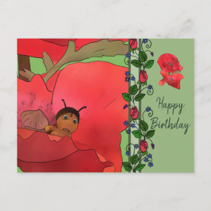 Mohnblüte mit Käfer Briefkaart