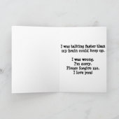 Moi et ma grande bouche - Je suis désolé ! Carte d (Intérieur)