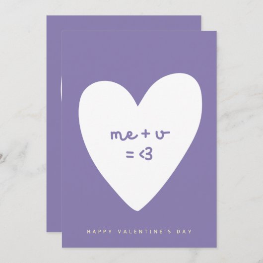 moi plus vous égalez la carte de la Saint-Valentin (Devant / Derrière)