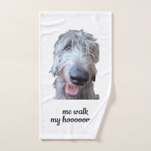 Moi qui promène mon Hoooooman Irish Wolfhound Serv (Serviette à main)