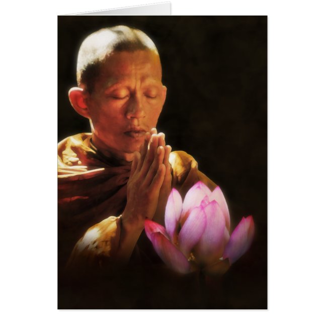 Moine bouddhiste en prière et Lotus (Devant)