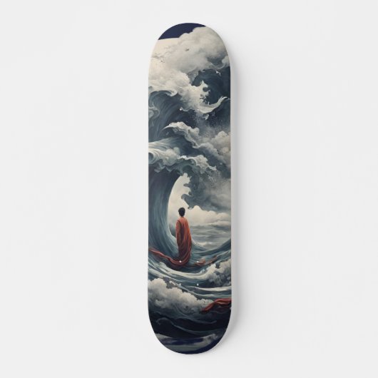 Moine entre une vague déchaînée Skateboard Deck (Devant)