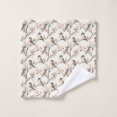 Moineaux Charmants et Fleurs (Gant de toilette)