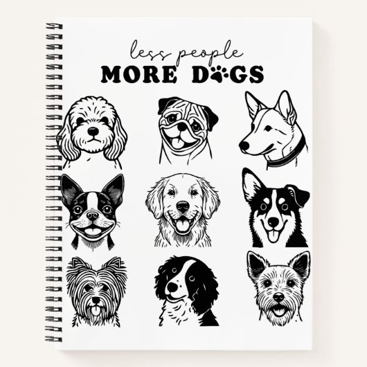 Moins de gens Plus de chiens Carnet Spiral (Devant)