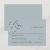 Moins Dusty Blu RSVP Mariage de typographie (Devant / Derrière)