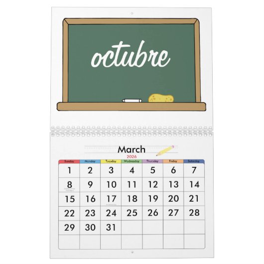 Mois dans le calendrier espagnol (Mar 2026)