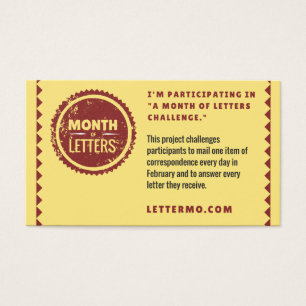Mois de carte d'explication de défi de lettres