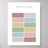 Mois de couleur muet de l'année affiche éducative (Devant)