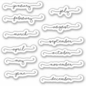 Mois de l'année cursive Planner stickers (Devant)