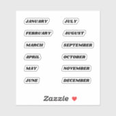 Mois de l'année Sticker Set Rétro (Feuille)