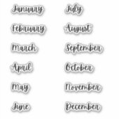 Mois de l'année Stickers Journal Bullet | Noir (Devant)