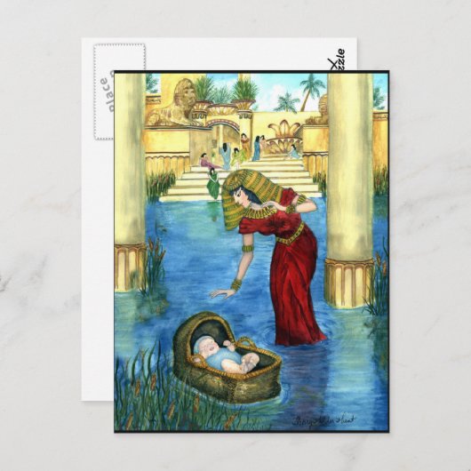 Moïse dans une carte postale panier (Devant / Derrière)