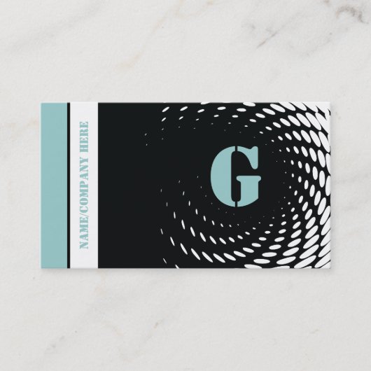 Moitié monogramme noir bleu cartes de visite (Devant)