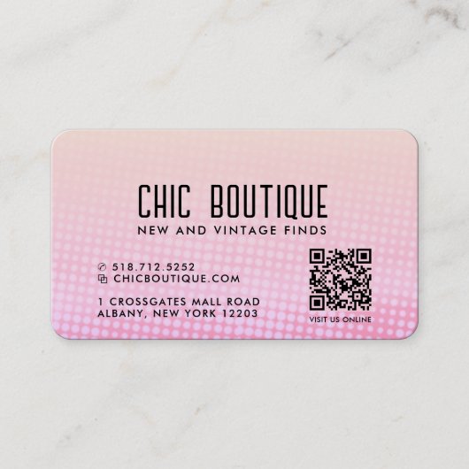 Moitié rose QR Code Carte de visite de récompense (Devant)
