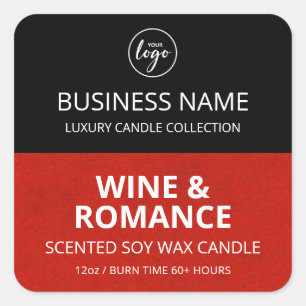 Moitié rouge noir design soy Étiquette bougie