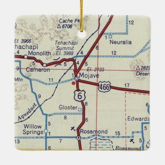 Mojave CA Map Keramisch Ornament (Achterkant)