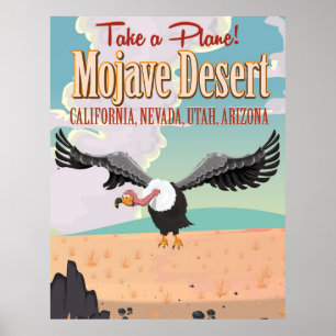 Mojave Desert cartoon vakantie print. Poster