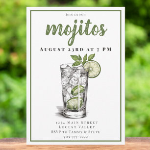Mojito Cocktail Party Invitation Kaart