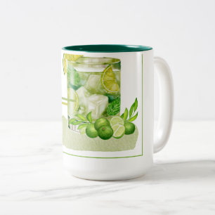 Mojito Cocktail Watercolor Kunst Tweekleurige Koffiemok