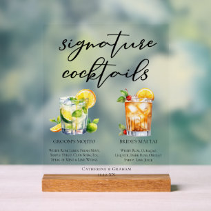 Mojito Mai Tai Rum Signature Cocktails Bruiloft Acryl Bord