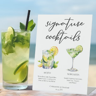 Mojito Margarita Signature Cocktails Trouwmenu Reclamebord Met Voetstuk