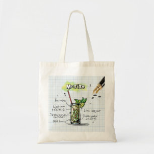 Mojito Recept - Cocktail cadeau 2 inch vierkante m Tote Bag