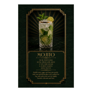 Mojito Recept Poster   Bar Kunst Perfect Poster