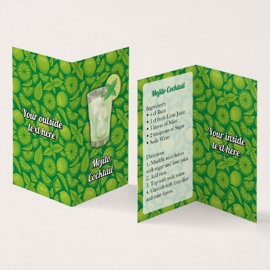 Mojito Recipe Visitekaartjes (Binnen en buitenkant)