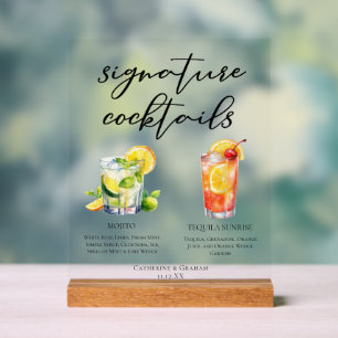 Mojito Tequila Sunrise Signature Cocktails Acryl Bord