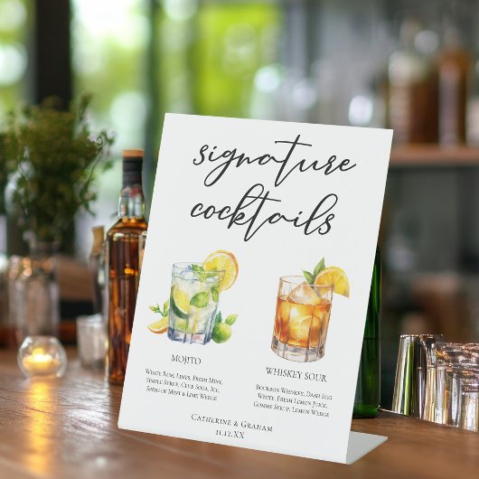 Mojito Whiskey Sour Signature Cocktails Menu Reclamebord Met Voetstuk