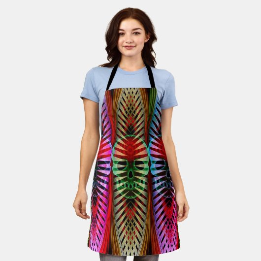 Mojo Skull All-Over Print Apron Schort (Gedragen)