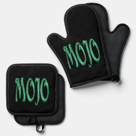 Mojo zwart siliconen oven wanten pot houder set
