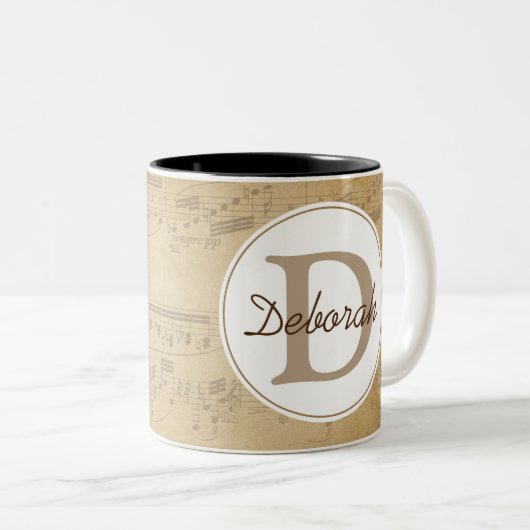 Mok aangepaste Initiaal Muzieknoten (Voorkant rechts)