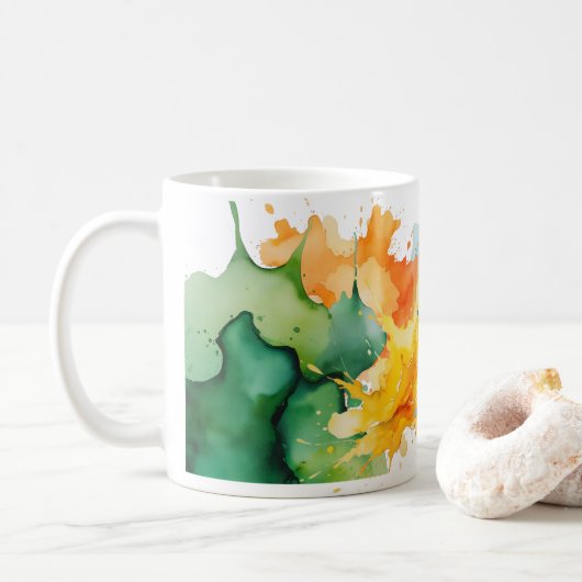 Mok abstracte Waterverf (Met donut)