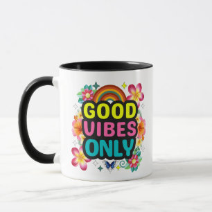 Mok 'Alleen Goede Vibes' - Kleurrijke Regenboog Ko