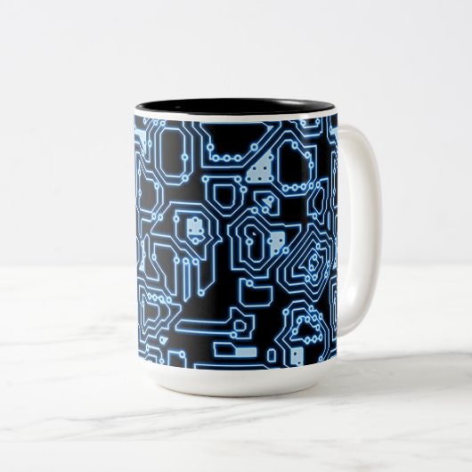 Mok blauw en zwart computercircuit (Voorkant rechts)