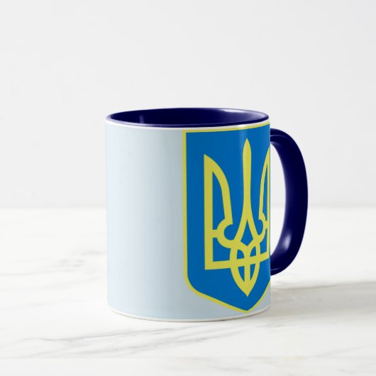 Mok blauw van Tryzub uit Oekraïne (Voorkant rechts)