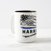 Mok blauwe dunne lijnvlag (Voorkant links)