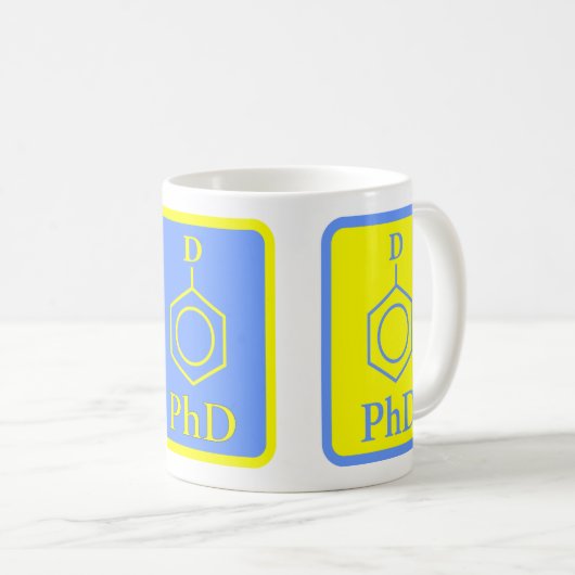 Mok Blauwe en gouden PhD Molecule (Voorkant rechts)