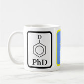 Mok Blauwe en gouden PhD Molecule (Links)