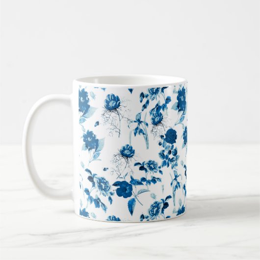 Mok-Blauwe Floral Koffiemok (Links)
