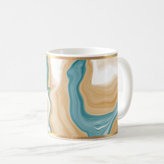 Mok blauwe marmer en goudmageremelkkoffie (Voorkant rechts)